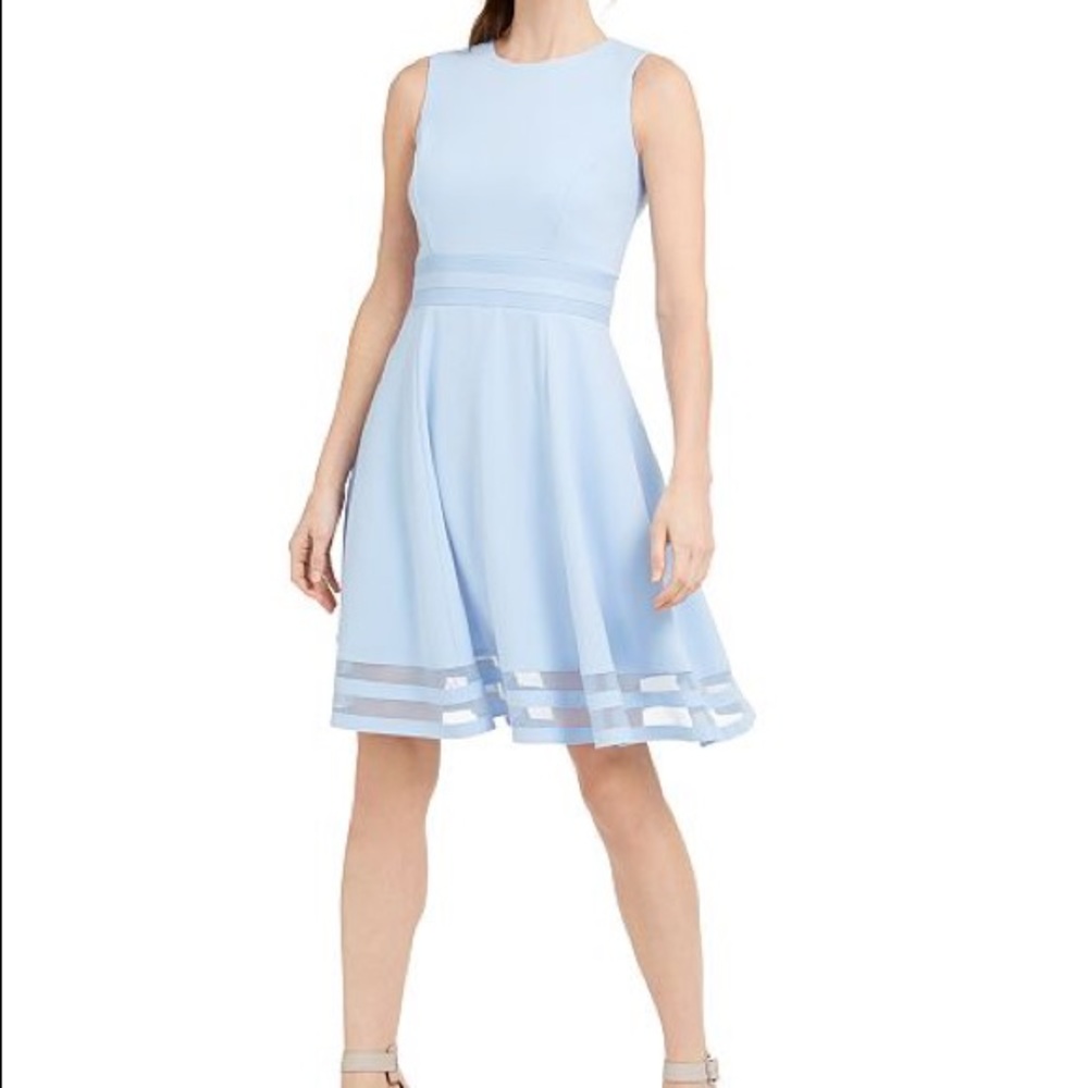 Calvin Klein  Illusion-Trim Fit & Flare Dress